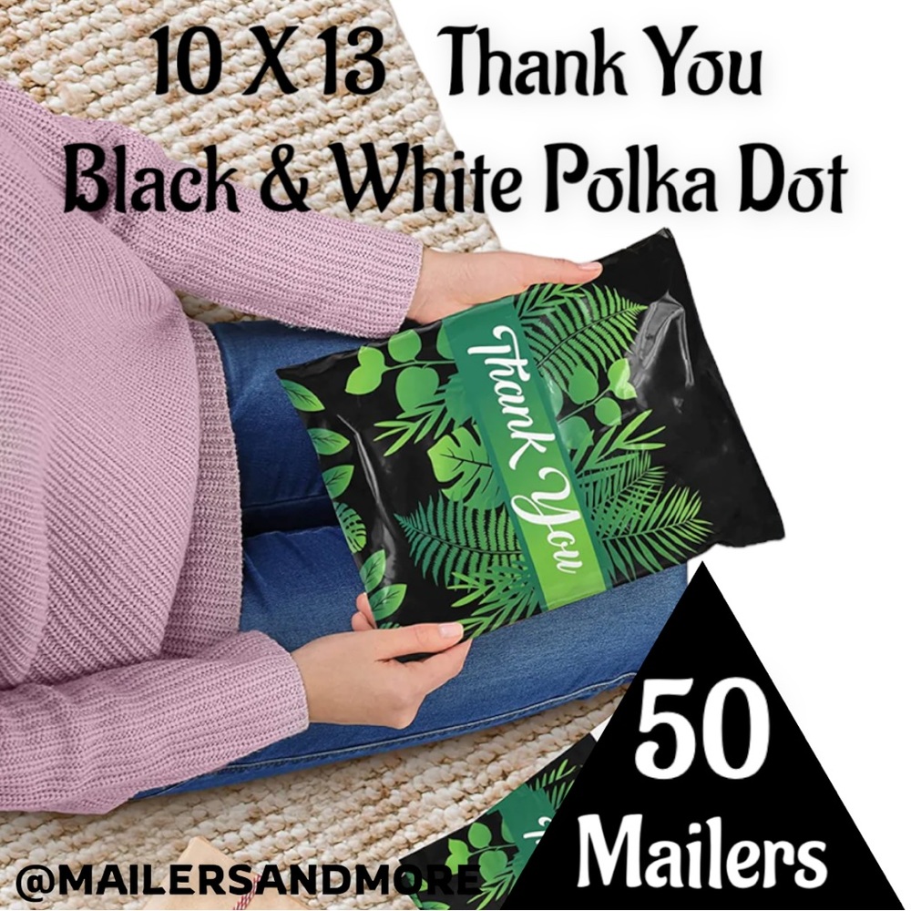 50 10X13 Poly Mailers Tropical Leaf Thank You, Shipping Envelopes PRICE IS FIRM - Picture 3 of 3